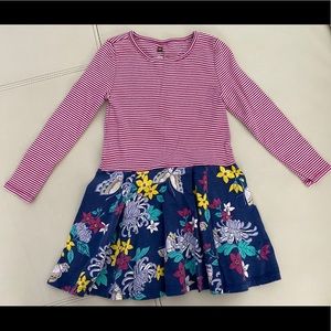 Tea Collection Dress 5 Purple Stripes Floral